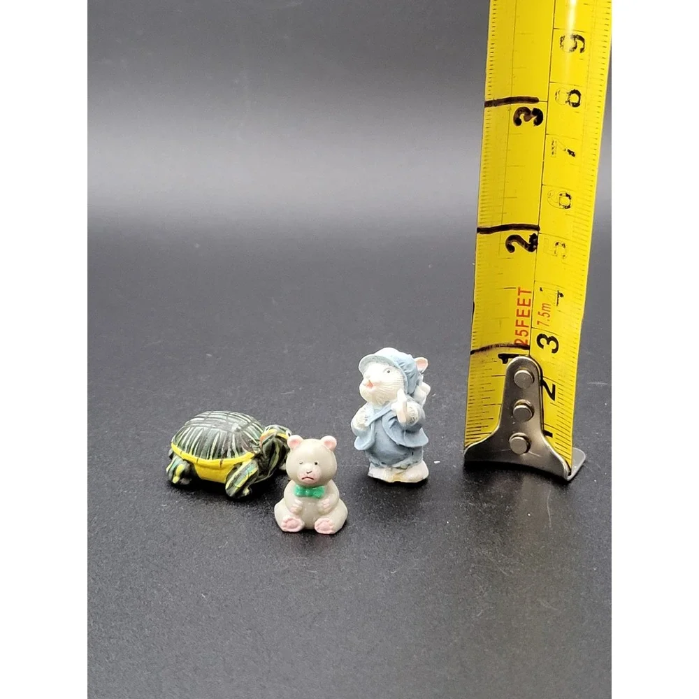 Miniature Animal Figurine Lot Cottagecore Turtle Bunny Bear 1